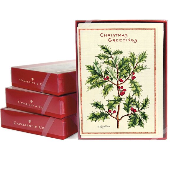 Cavallini & Co. Holly Christmas Boxed Notecards - Picture 1 of 3